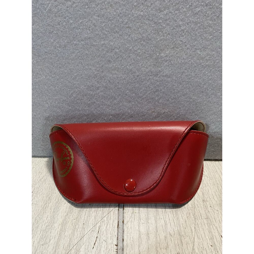 Vintage Ray Ban Red Leather Eyeglass Sunglasses Case Snap Closure Luxottica